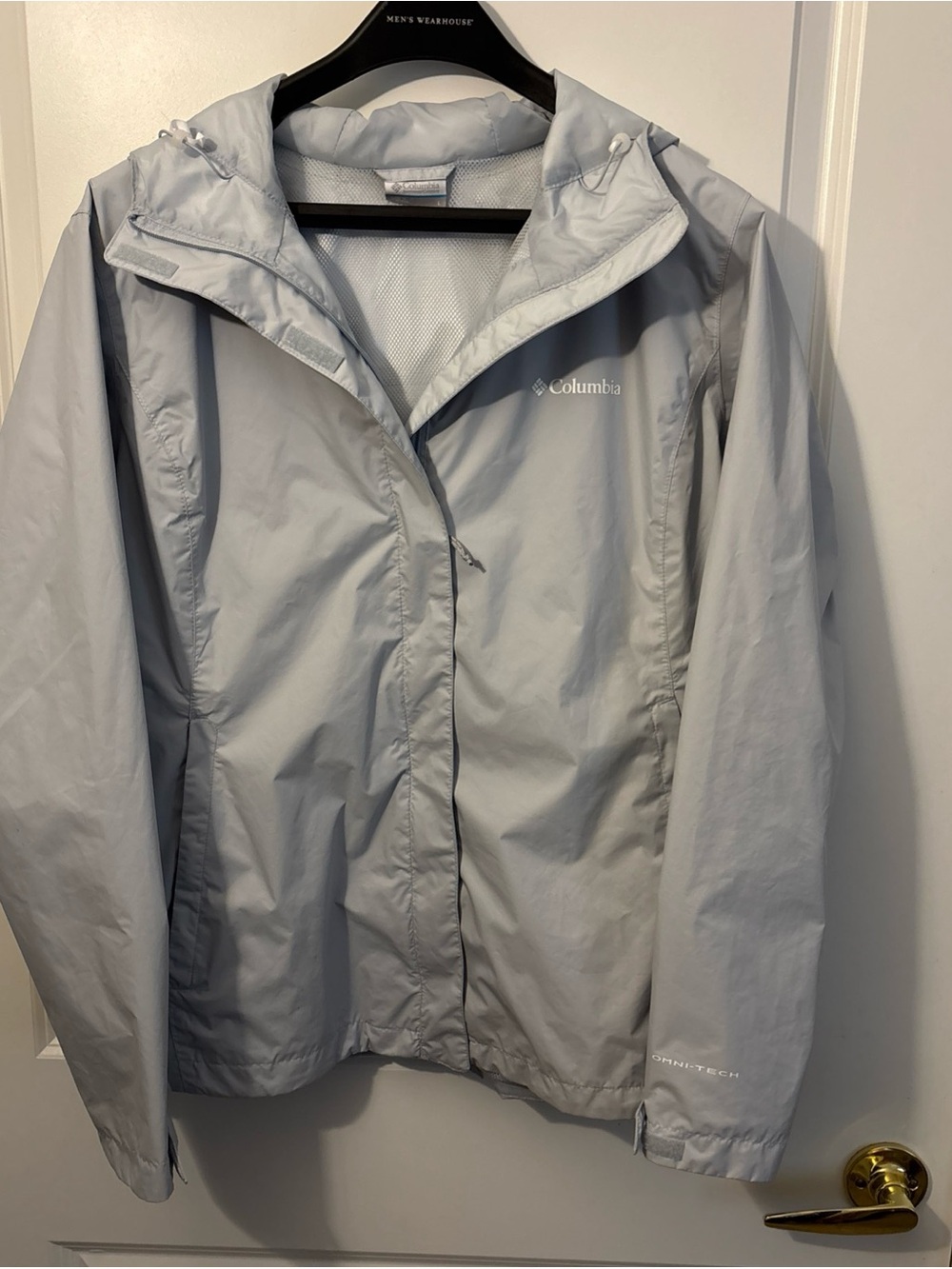 Columbia Arcadia II rain jacket women’s large light gray Omni-Tech NWOT mint